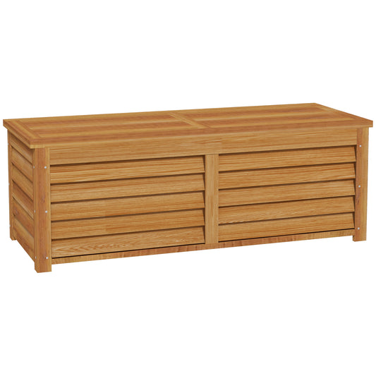292L Light Brown Outdoor Storage Box, Wooden Deck Box for Garden, Balcony, Porch, and Poolside