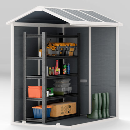 4 x 6ft Grey Plastic Garden Shed, with Floor, Window, Lockable Door, Vents, and Zero Maintenance for Patio Storage