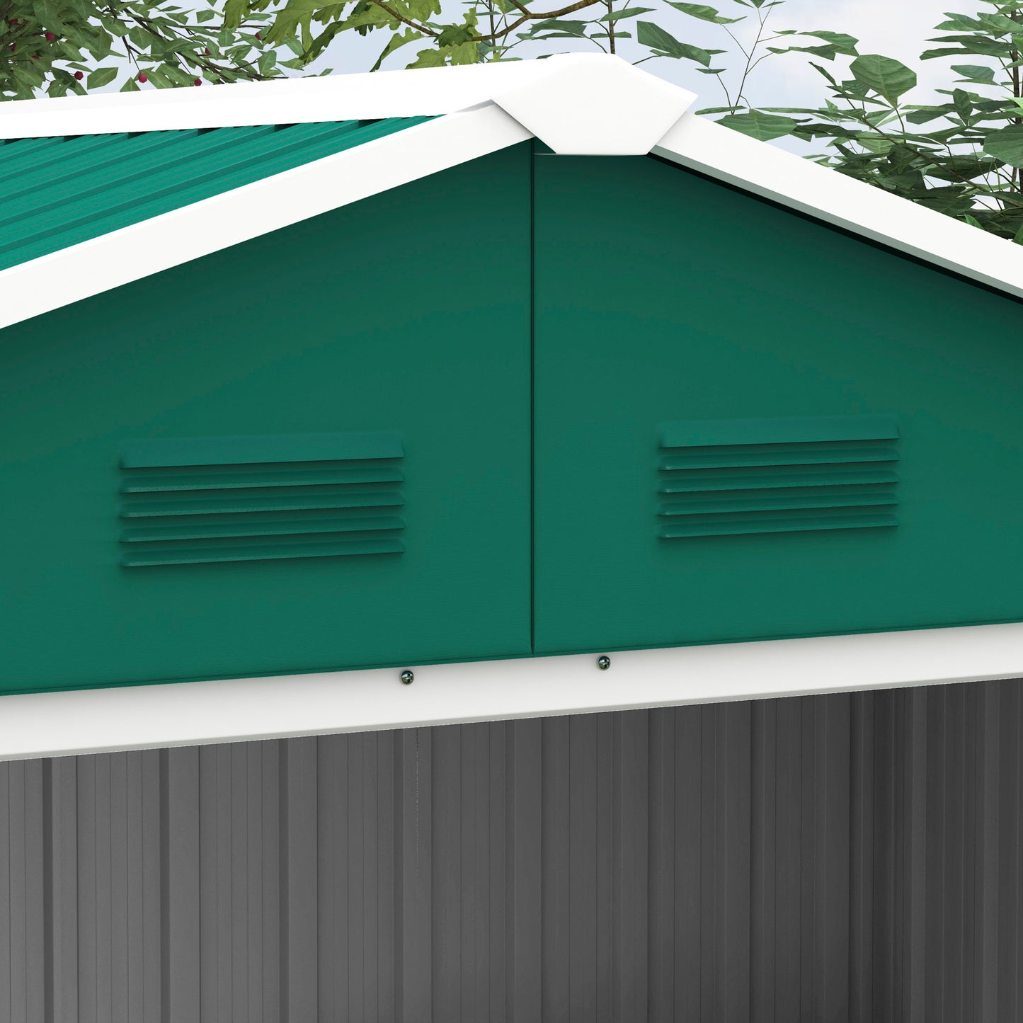 Outsunny 6.5ft x 3.5ft Metal Garden Storage Shed for Outdoor Tool Storage with Double Sliding Doors and 4 Vents, Green