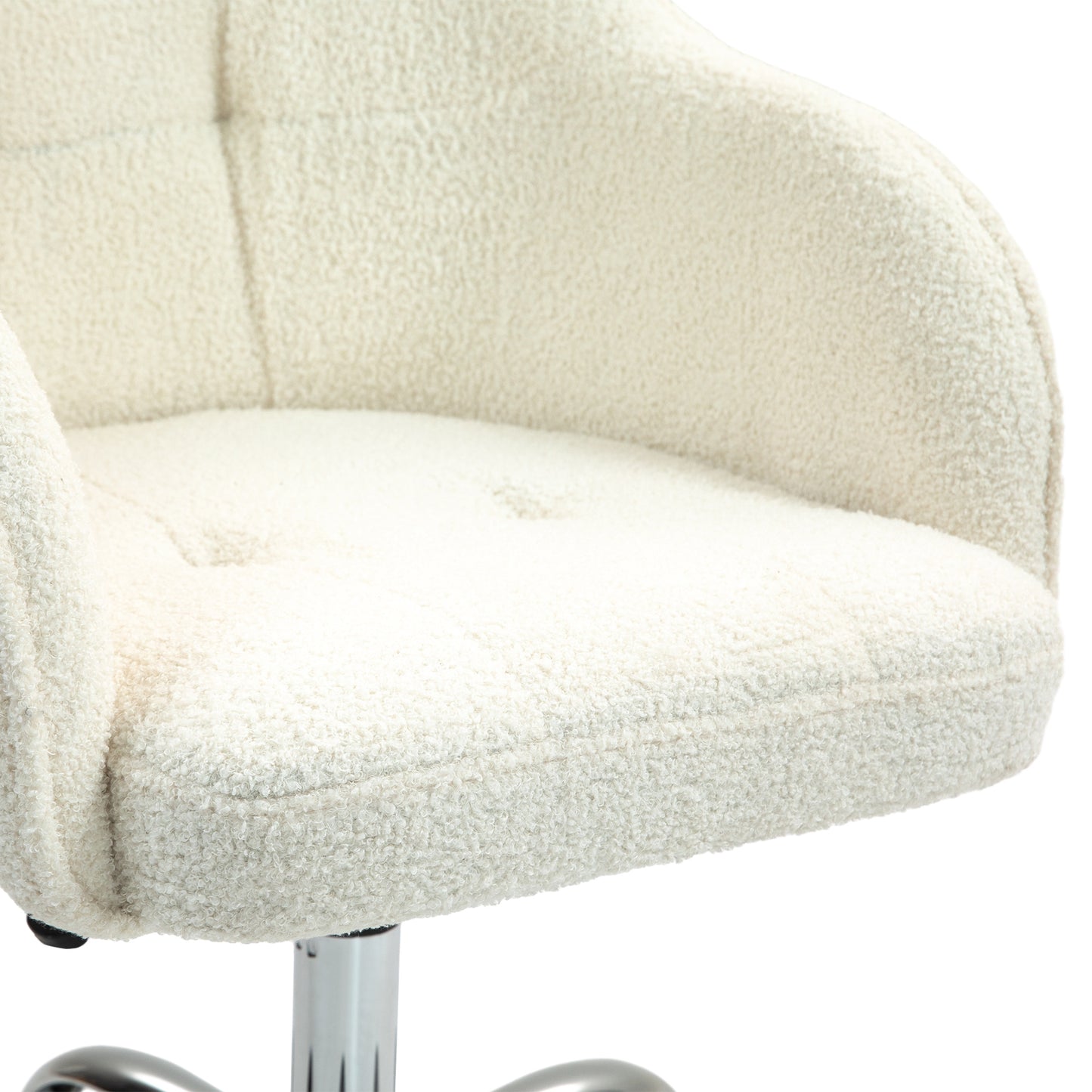 HOMCOM Teddy Fleece Swivel Office Chair - Cream