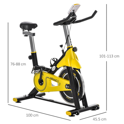 HOMCOM Exercise Bike, with 6kg Flywheel Belt Drive, Adjustable Resistance, LCD Display - Yellow