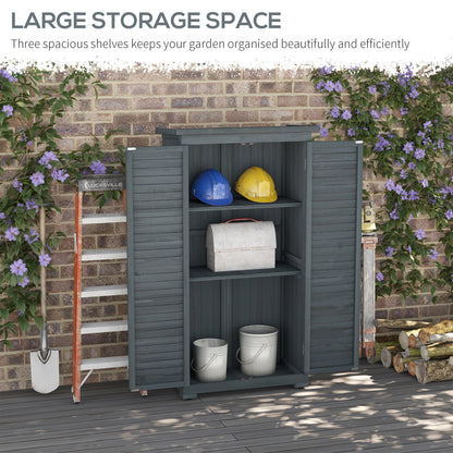 39.5 x 79cm Grey Fir Wood Garden Shed