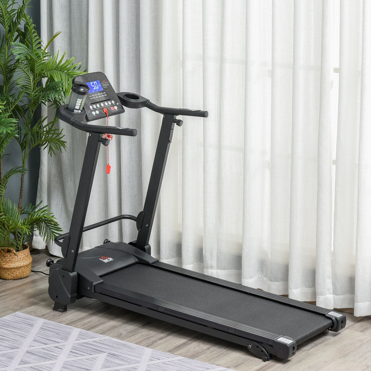 HOMCOM 2.5HP 14Km/h Manual Incline Electric Running Machine Motorized Treadmill Folding, MP3 & USB Player, 12 Preset Programs, 5 Speed Shortcut, w/ WIDE RUNNING BELT, LCD Display, Drink Holders