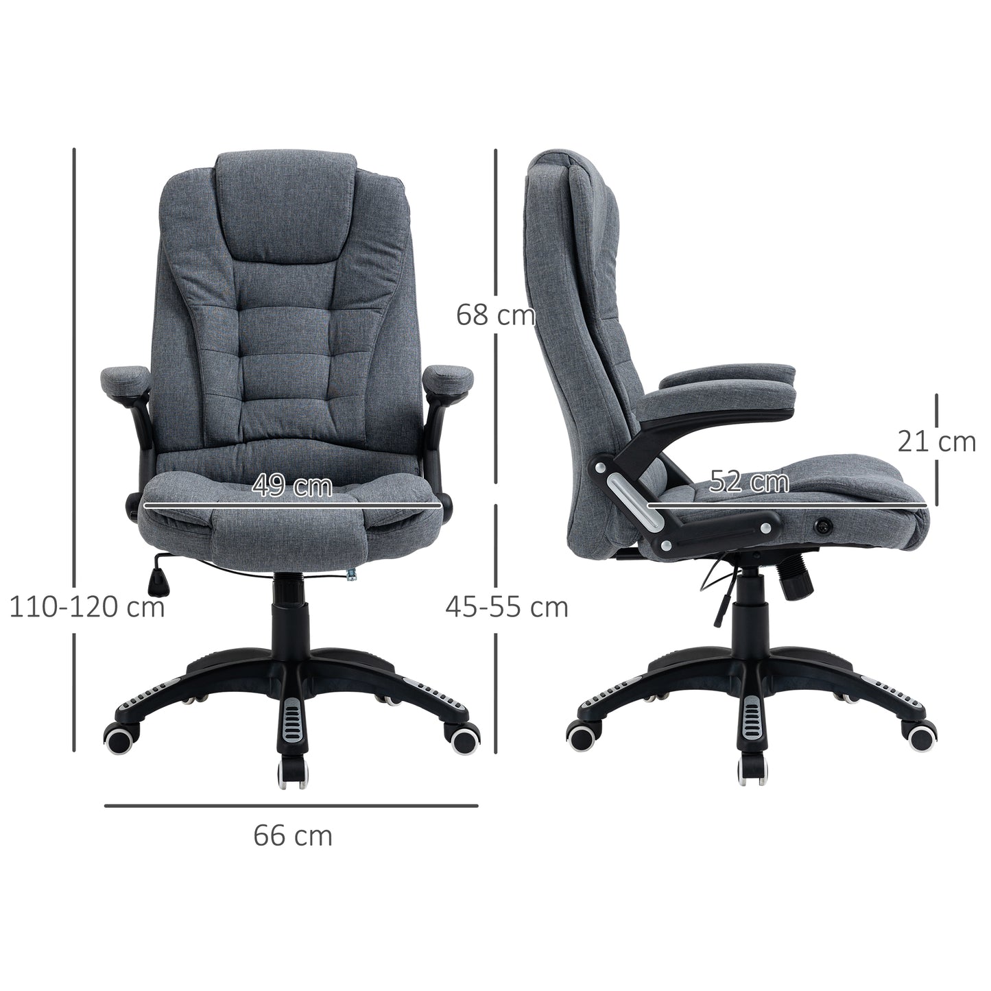 Vinsetto Ergonomic Office Chair Comfortable Desk Chair with Armrests Adjustable Height Reclining and Tilt Function Dark Grey