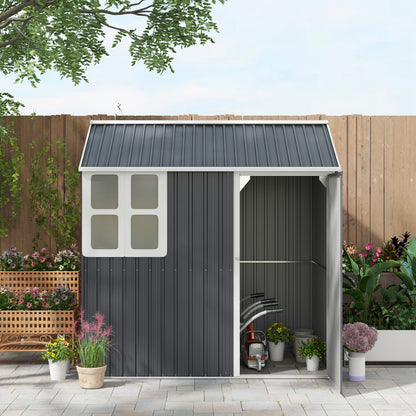 7 x 6ft Dark Grey Galvanized Garden Shed with Latch