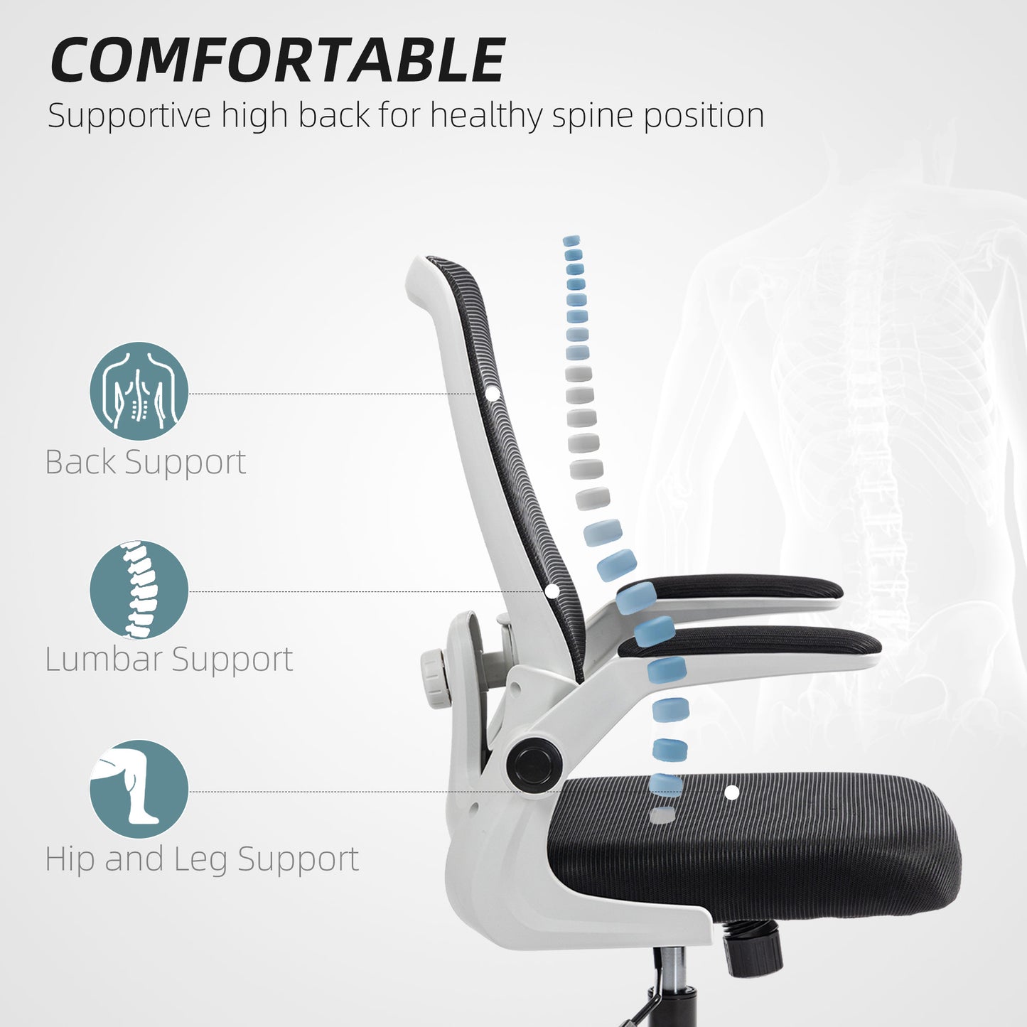 HOMCOM Mesh Back Adjustable Office Chair - Black