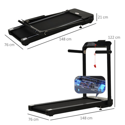 HOMCOM Folding Treadmill, 1.85HP Installation-Free Walking Jogging Running Machine, 12KM/H with 12 Pre-Programs and LED Display for Home Gym Office