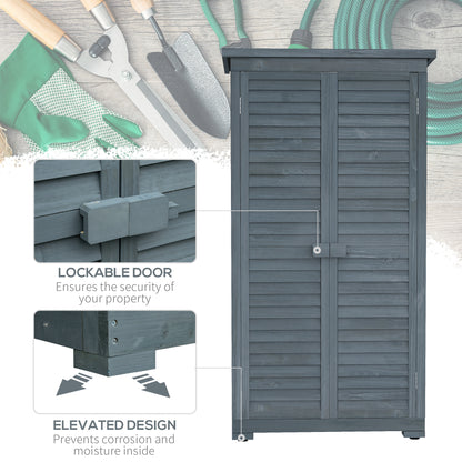 39.5 x 79cm Grey Fir Wood Garden Shed