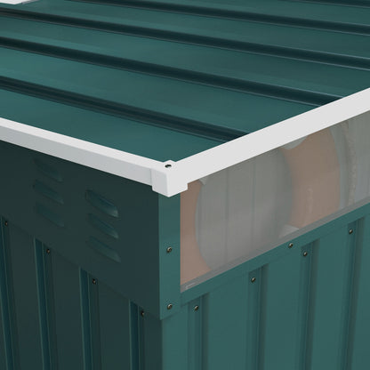 6.5 x 4ft Green Galvanized Metal Shed with Foundation Kit, Lockable Garden Tool Shed, Double Sliding Doors, and Vents