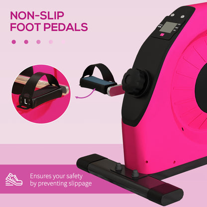 SPORTNOW Mini Exercise Bike, Portable Pedal Exerciser with LCD Display for Legs, Arms, Rehabilitation, Therapy, Pink