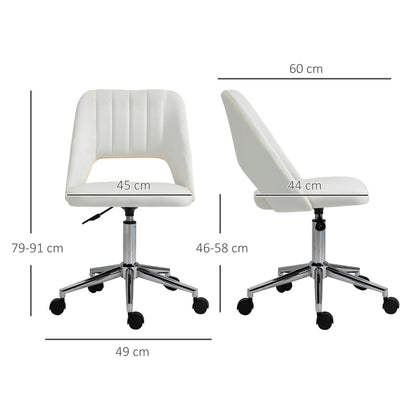 Vinsetto Armless Velvet-Feel Office Chair - Cream White