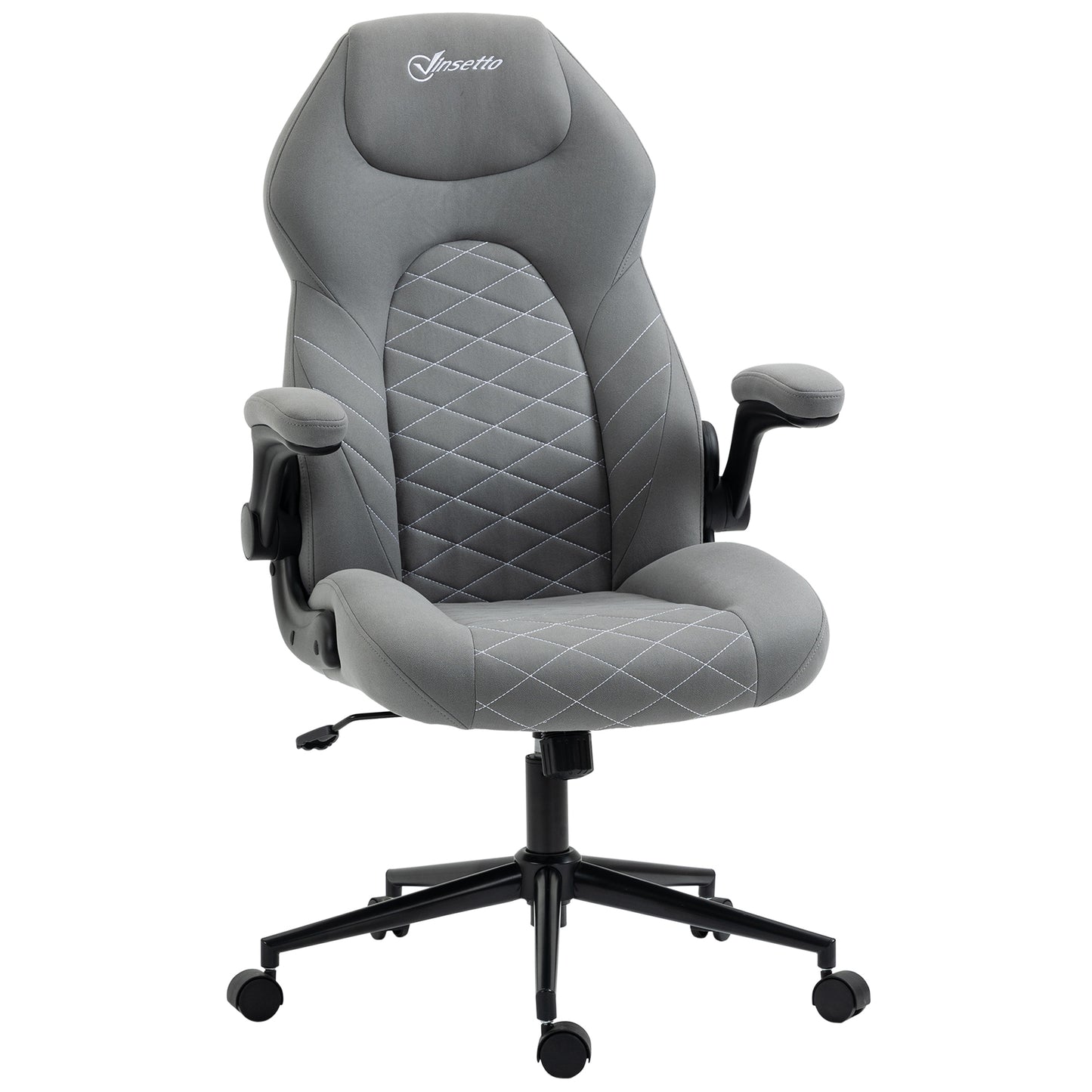 Vinsetto Home Office Desk Chair, Computer Chair with Flip Up Armrests, Swivel Seat and Tilt Function, Light Grey