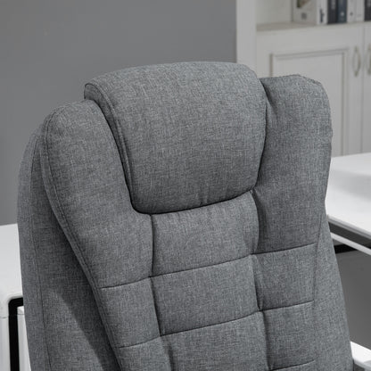 Vinsetto Office Chair, Computer Desk Chair, Linen Fabric Swivel Rolling Task Chair with Large Soft Padded Cushion, 135° Reclining Backrest and Retractable Footrest, Grey