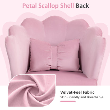 HOMCOM Velvet-Feel Petal Back Office Chair - Pink