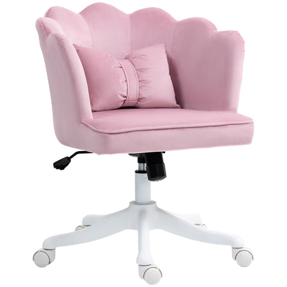 HOMCOM Velvet-Feel Petal Back Office Chair - Pink