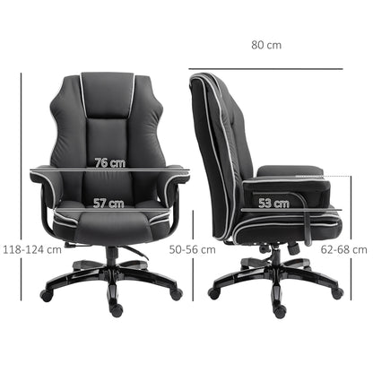 Vinsetto Executive Office Chair, PU Leather High Back Desk Chair with Height Adjustable, Reclining Swivel Computer Chair for Home, Black