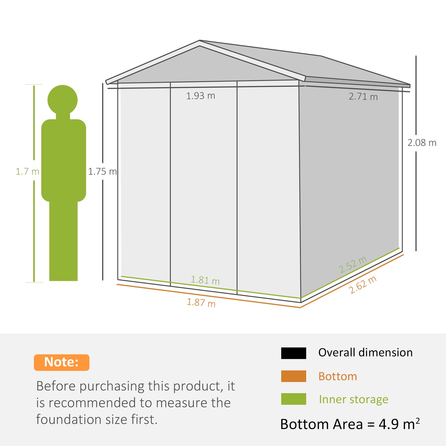 Outsunny 9x 6FT Metal Outdoor Garden Shed, Galvanised Tool Storage Shed w/ Sloped Roof, Lockable Door for Patio Lawn, Green