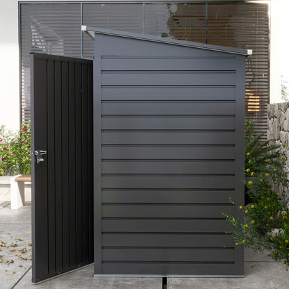 3.7 x 7.9ft Grey Galvanized Steel Shed with Latched Door and Padlock