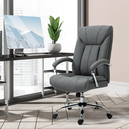 Vinsetto  Office Chair, Fabric Desk Chair, Padded Executive Chair with Adjustable Height, Swivel Wheels, Metal Star Base, Grey