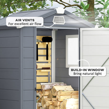 4.4ft x 3.3ft Grey Shed with Aluminium Frame, Plastic Walls, and Foundation