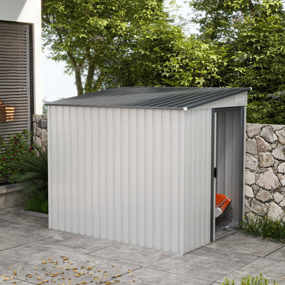 7 x 5ft White Galvanized Metal Shed with Sliding Door