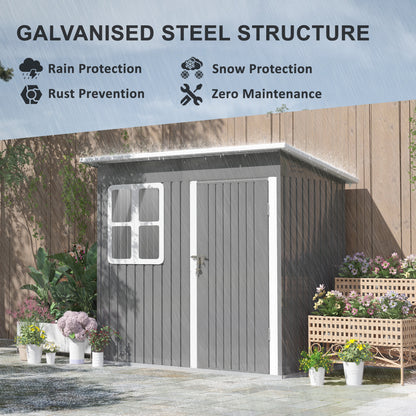 7 x 4ft Grey Galvanized Steel Garden Shed with Lock and Gloves