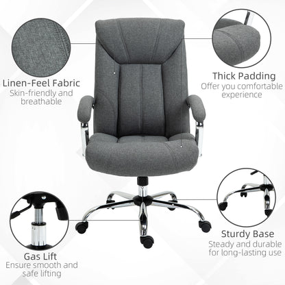 Vinsetto  Office Chair, Fabric Desk Chair, Padded Executive Chair with Adjustable Height, Swivel Wheels, Metal Star Base, Grey