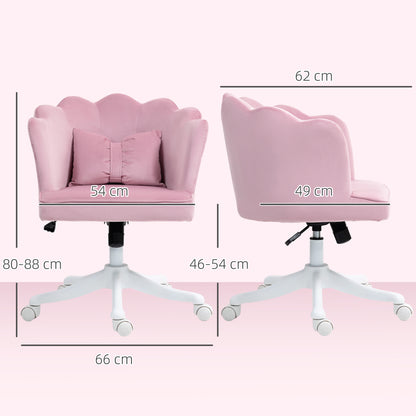 HOMCOM Velvet-Feel Petal Back Office Chair - Pink