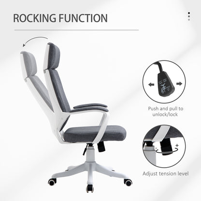 Vinsetto Office Chair, Ergonomic Desk Chair, High Back Study Chair with Headrest and Lumbar Back Support, Adjustable Height for Home and Work, Grey