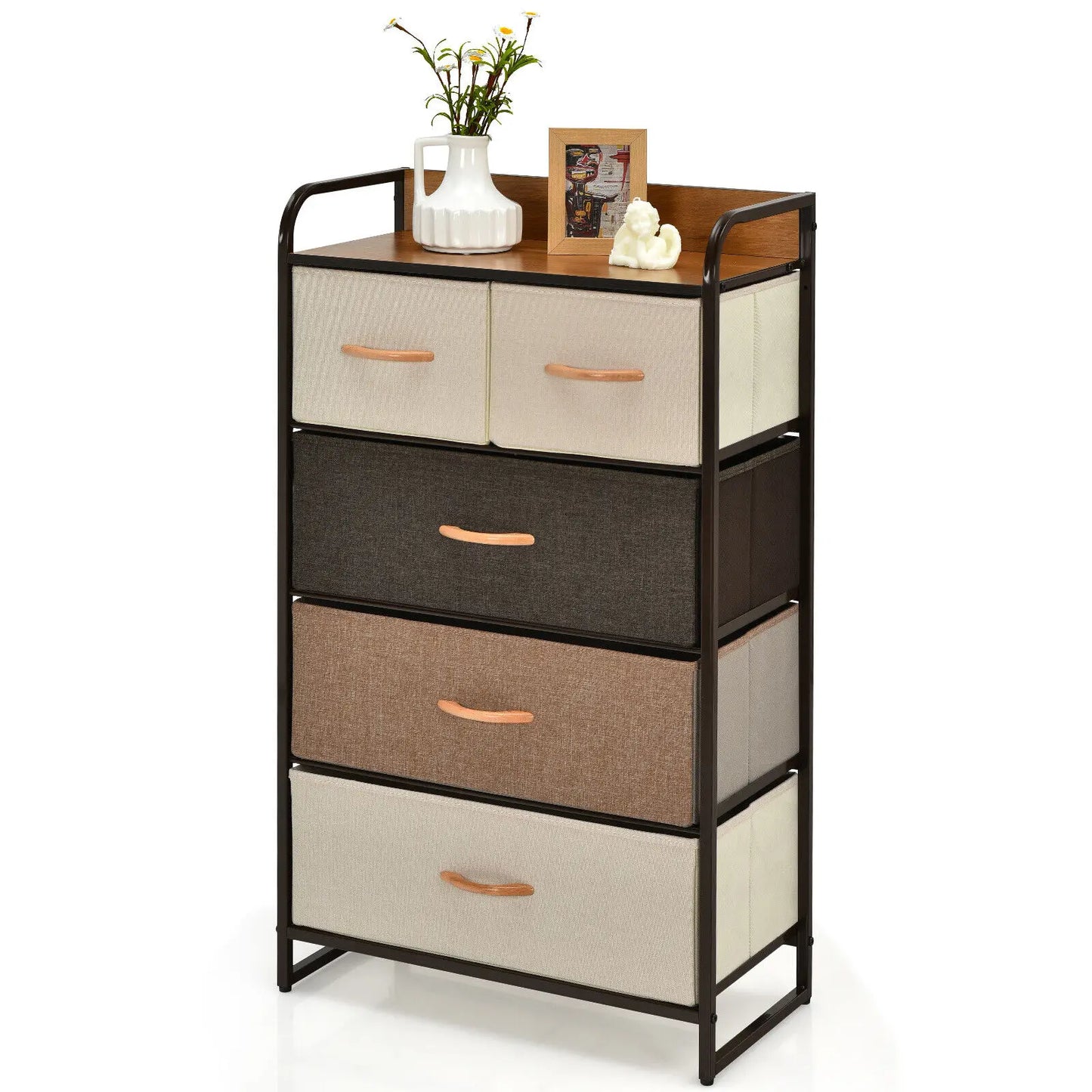 5 Drawer Dresser Storage Tower, Vertical Organizer Unit w/ Foldable Fabric Drawers