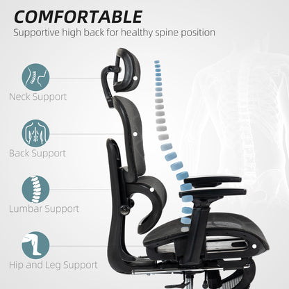 HOMCOM Multi-Adjustable Mesh Office Chair - Black