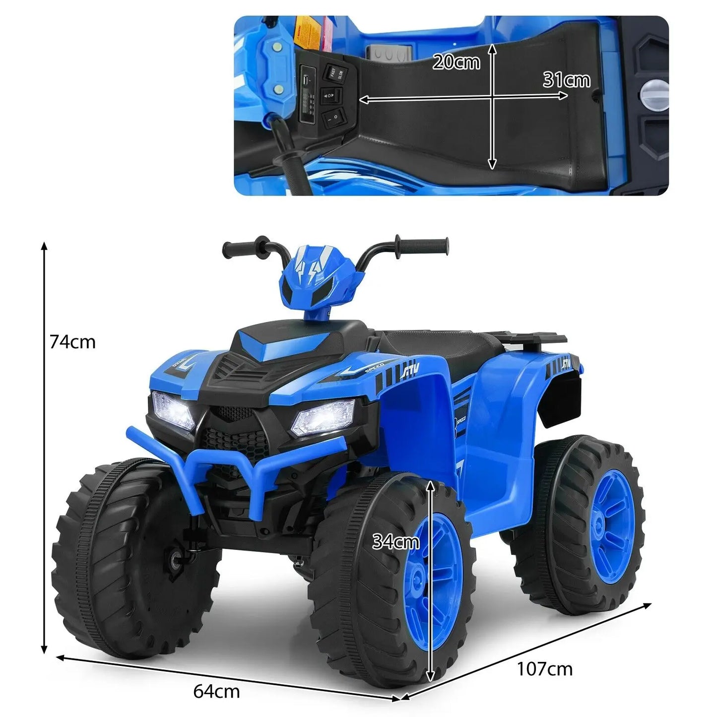 24V Kids Ride-On Electric ATV 4-Wheeler Quad Car w/Wireless Connection