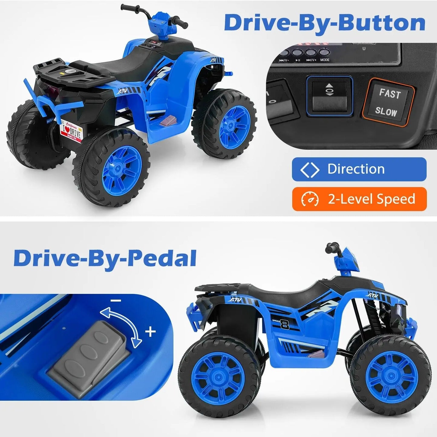24V Kids Ride-On Electric ATV 4-Wheeler Quad Car w/Wireless Connection