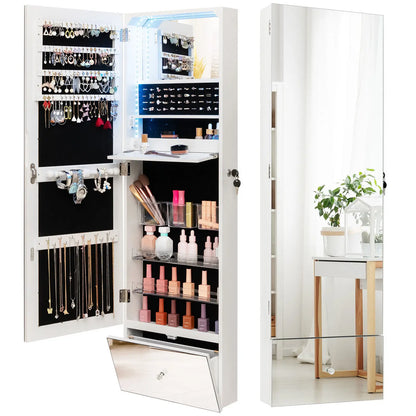 120cm LED Jewelry Mirror Cabinet Wall Mounted Jewelry Armoire Organizer