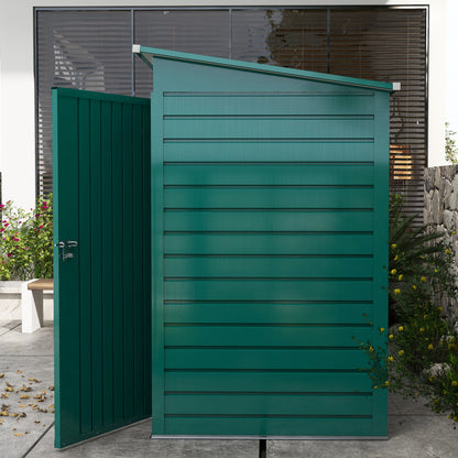 3.7 x 7.9ft Green Galvanized Steel Shed with Latched Door and Padlock