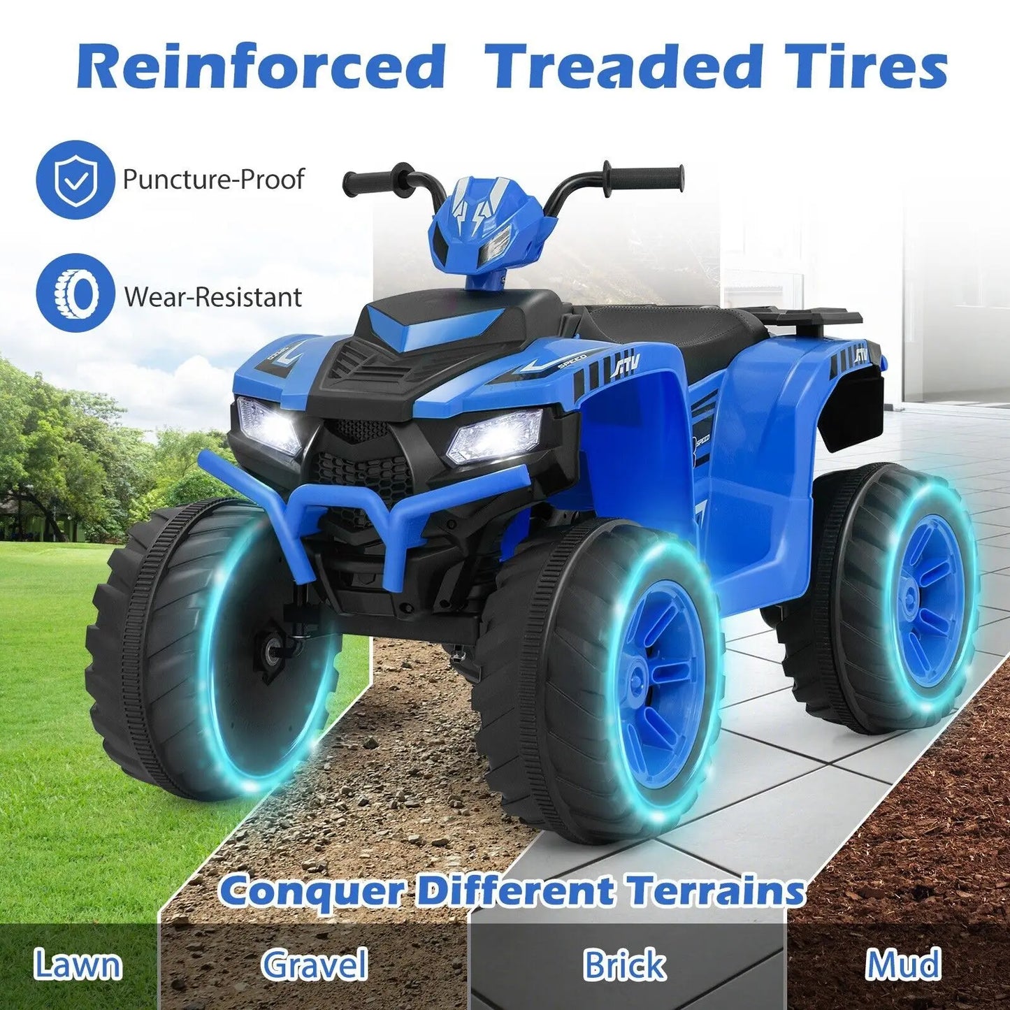 24V Kids Ride-On Electric ATV 4-Wheeler Quad Car w/Wireless Connection