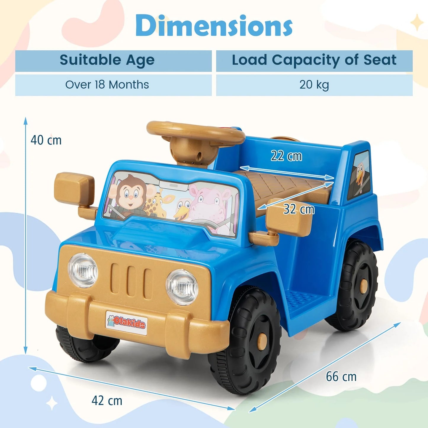 Toddlers 6V Ride on Car Kids Riding Toy Battery Powered Jeep Car-Navy