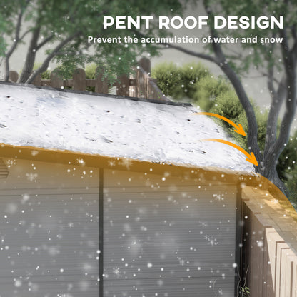 6 x 6ft Light Grey Outdoor Storage Shed, Plastic with Windows, Vents, and Latch Doors for Garden or Deck