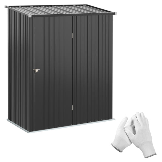 Outsunny 5.3 x 3.1ft Corrugated Steel Garden Shed - Black