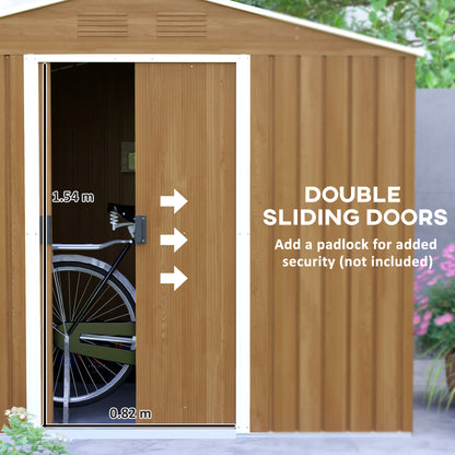 8 x 6ft Brown Galvanized Steel Shed with Double Doors