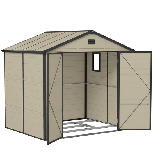 7.9ft x 6.2ft Cream White Shed with Aluminium Frame, Plastic Walls, and Foundation