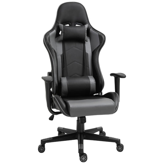 Vinsetto Gaming Chair, Computer Desk Chair, Racing Chair with Adjustable Height, Head Pillow and Lumbar Support for Adults, Black