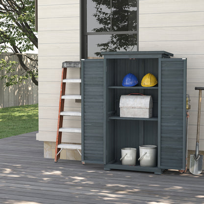39.5 x 79cm Grey Fir Wood Garden Shed