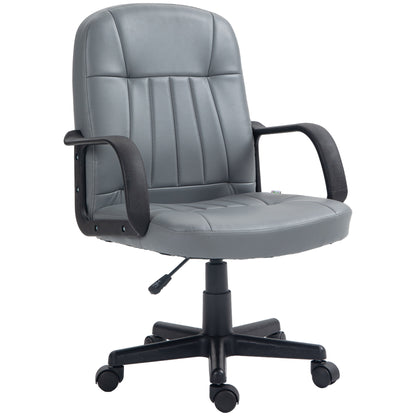 HOMCOM Swivel Executive Office Chair PU Leather Computer Desk Chair Office Furniture Gaming Seater - Grey