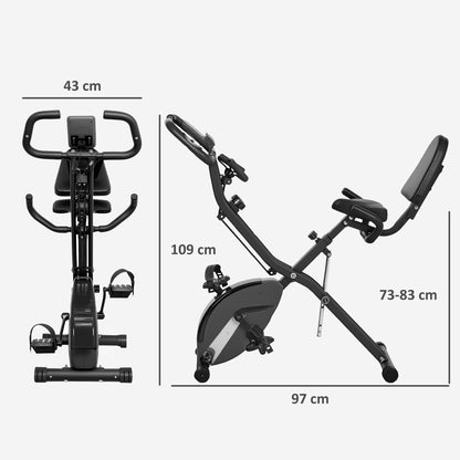 SPORTNOW 5-In-1 Folding Exercise Bike with Arm Workout Bands, Quiet 8-Level Magnetic Resistance Foldable Exercise Bike with LCD, Tablet Holder, Hand Pulse Sensor for Home Use Indoor Cycling, Black