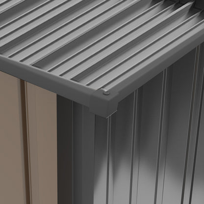 3.3 x 3.4ft Lean-To Steel Garden Shed with Locking Door - Brown/Grey