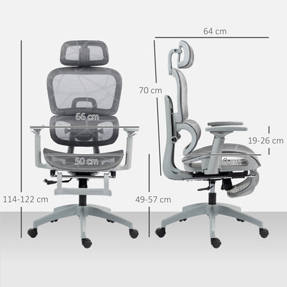 HOMCOM Multi-Adjustable Mesh Office Chair - Grey