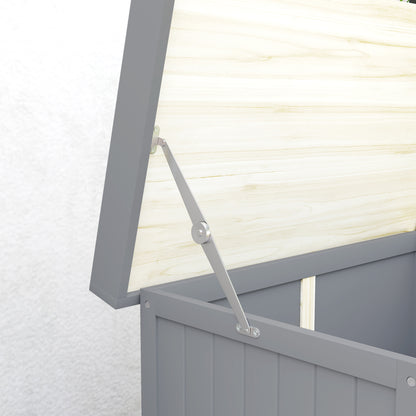 Grey Wooden Garden Shed, Outdoor Tool Storage with Hinged Roof, Shelf, and Double Doors