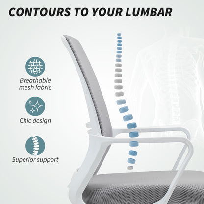 HOMCOM Draughtsman Chair, Mesh Drafting Chair, Ergonomic Office Chair with Lumbar Support, Adjustable Foot Ring, Grey