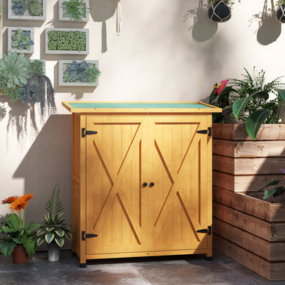 46.5 x 97cm Yellow Compact Wooden Storage Shed